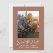 Klassiek gebrand Sinaasappel foto Elegant bruiloft Save The Date (Voorkant)