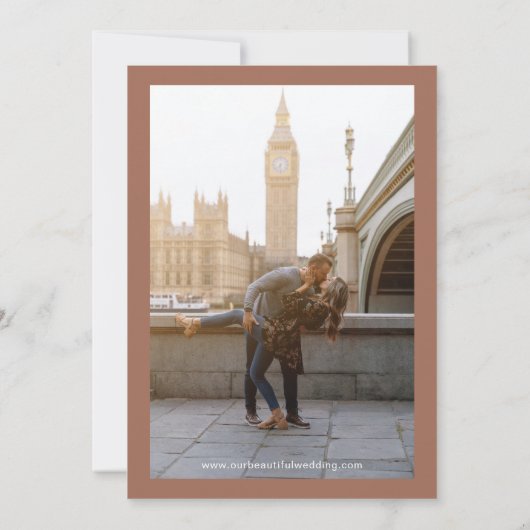 Klassiek gebrand Sinaasappel foto Elegant bruiloft Save The Date (Achterkant)