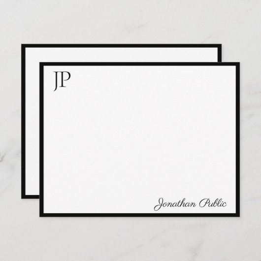 Klassiek gecalligrafeerd Script Text Elegant Monog Notitiekaartje (Voorkant / Achterkant)