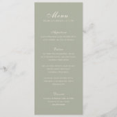 Klassiek Gedempte Groene Elegante Trouw Menu (Voorkant)