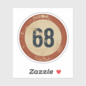 Klassiek gedesdistressed nummer 68 sticker (Vel)