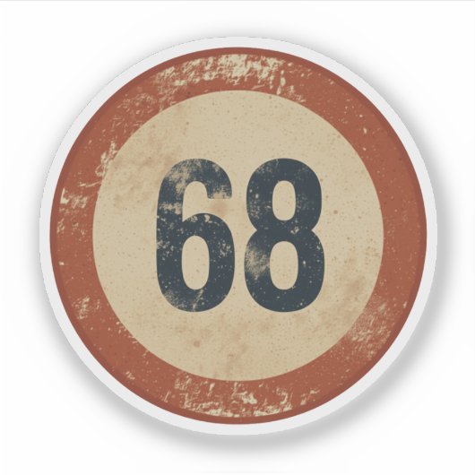 Klassiek gedesdistressed nummer 68 sticker (Voorkant)