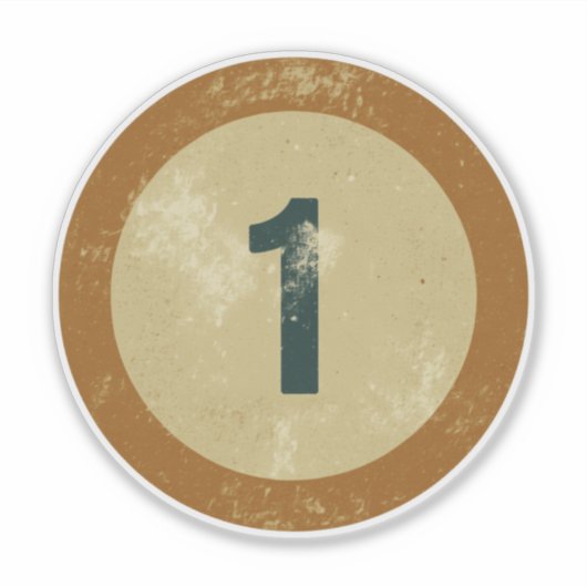 Klassiek gedesdistresseerd nummer 1 sticker (Voorkant)