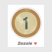 Klassiek gedesdistresseerd nummer 1 sticker (Vel)