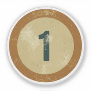 Klassiek gedesdistresseerd nummer 1 sticker
