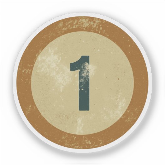 Klassiek gedesdistresseerd nummer 1 sticker (Voorkant)