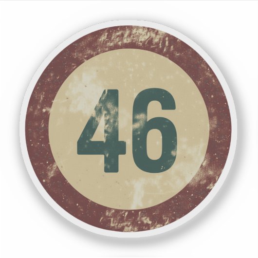 Klassiek gedesdistresseerd nummer 46 sticker (Voorkant)