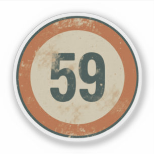 Klassiek gedesdistresseerd nummer 59 sticker