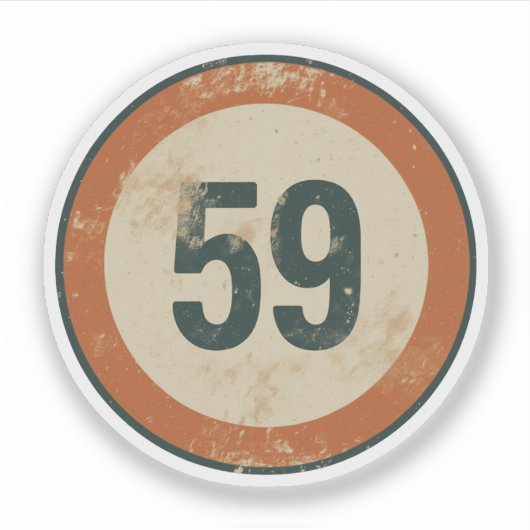 Klassiek gedesdistresseerd nummer 59 sticker (Voorkant)
