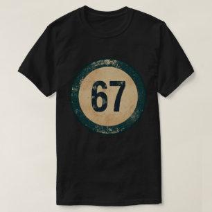 Klassiek gedesdistresseerd nummer 67 t-shirt