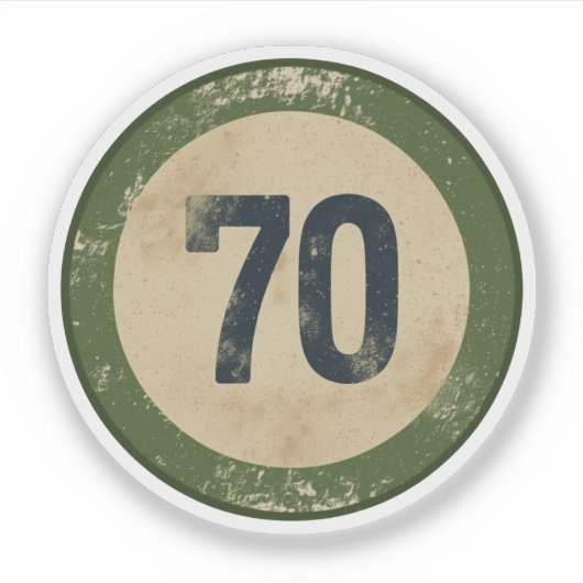 Klassiek gedesdistresseerd nummer 70 sticker (Voorkant)