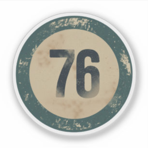 Klassiek gedesdistresseerd nummer 76 sticker