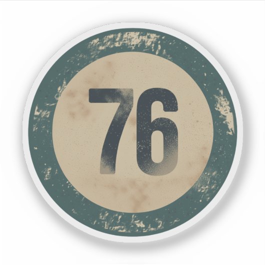Klassiek gedesdistresseerd nummer 76 sticker (Voorkant)