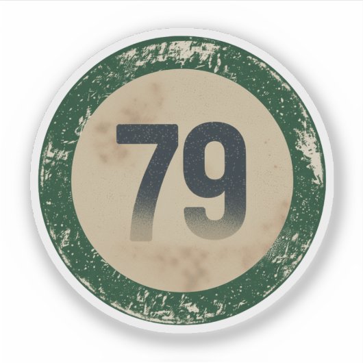 Klassiek gedesdistresseerd nummer 79 sticker (Voorkant)