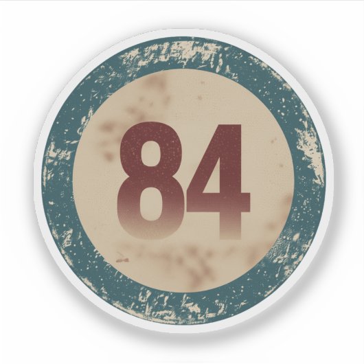 Klassiek gedesdistresseerd nummer 84 sticker (Voorkant)