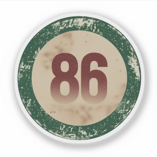 Klassiek gedesdistresseerd nummer 86 sticker (Voorkant)