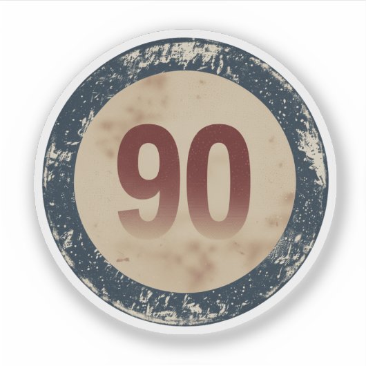 Klassiek gedesdistresseerd nummer 90 sticker (Voorkant)