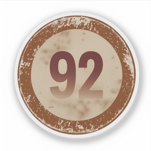 Klassiek gedesdistresseerd nummer 92 sticker (Voorkant)