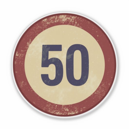 Klassiek Gedistresseerd Nummer 50 Sticker (Voorkant)