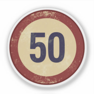 Klassiek Gedistresseerd Nummer 50 Sticker