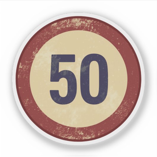 Klassiek Gedistresseerd Nummer 50 Sticker (Voorkant)