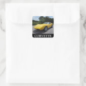 Klassiek geel 1973 Corvette Vierkante Sticker (Tas)