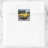 Klassiek geel 1973 Corvette Vierkante Sticker (Tas)