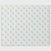 Klassiek geel en blauw zonnebloem gember potje cadeaupapier (Vlak)