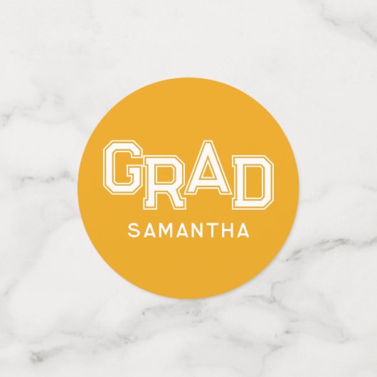 Klassiek geel gepersonaliseerd Afstudeerder foto A Confetti (Kleine voorkant)