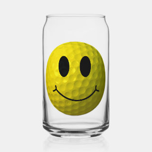 Klassiek geel gezicht golfbal blikvorm glas