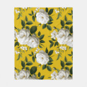 Klassiek Geel Roos Wit Bloemmotief Fleece Deken (Voorkant)