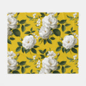 Klassiek Geel Roos Wit Bloemmotief Fleece Deken (Voorkant (Horizontaal))