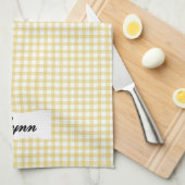 Klassiek Geel & Wit Gingham | Gepersonaliseerde Na Theedoek (Quarter Fold)
