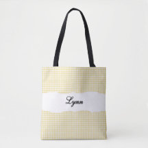 Klassiek Geel & Wit Gingham | Gepersonaliseerde Na