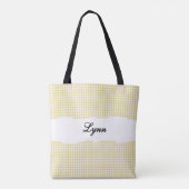 Klassiek Geel & Wit Gingham | Gepersonaliseerde Na Tote Bag (Achterkant)
