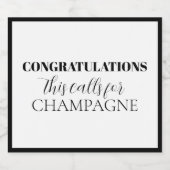Klassiek - "Gefeliciteerd" Mousserende wijnfles Sparkling Wijnetiket (Enkel label)