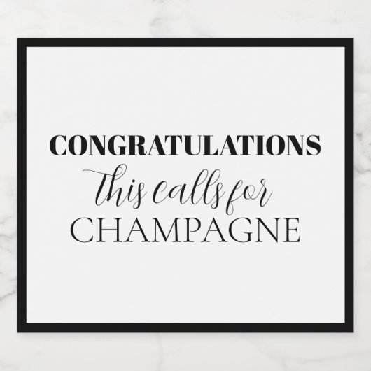 Klassiek - "Gefeliciteerd" Mousserende wijnfles Sparkling Wijnetiket (Enkel label)