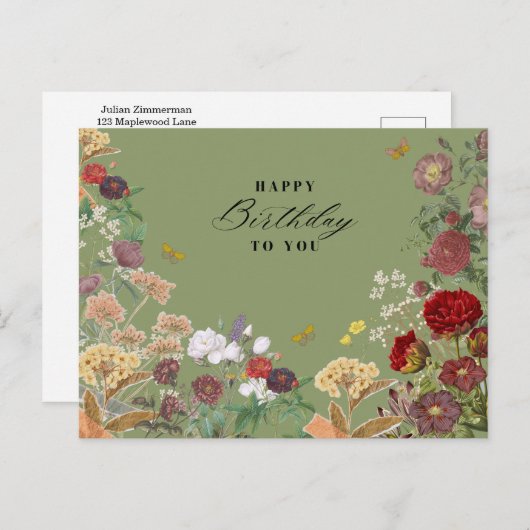 Klassiek Gefeliciteerd Verjaardag Briefkaart (Voorkant / Achterkant)