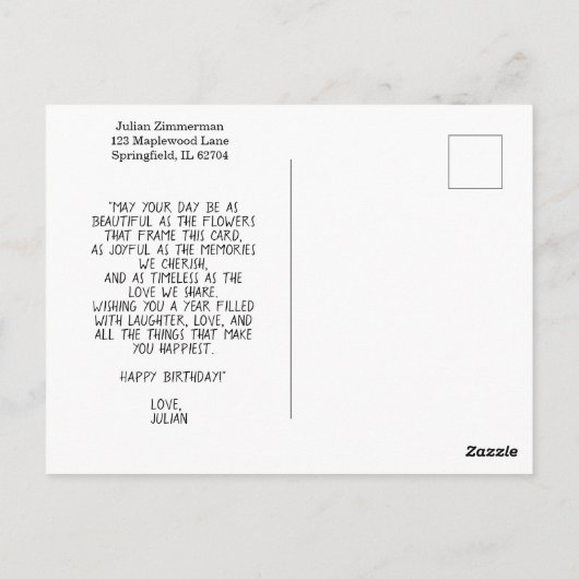 Klassiek Gefeliciteerd Verjaardag Briefkaart (Achterkant)