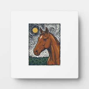 Klassiek gegraveerd paard sterrenhemel kunst ontwe fotoplaat
