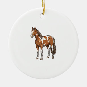 Klassiek gegraveerd pinto paard vector ontwerp_1 keramisch ornament