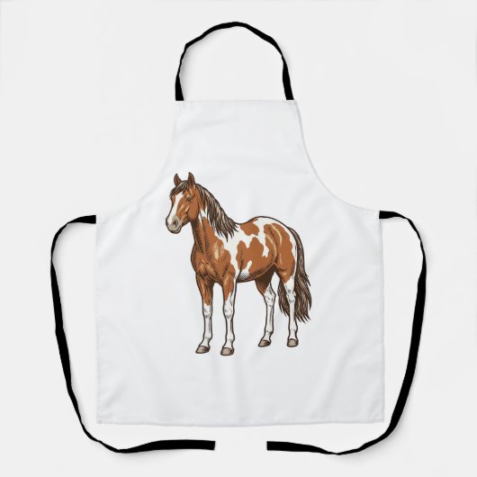 Klassiek gegraveerd pinto paard vector ontwerp_1 schort (Voorkant)