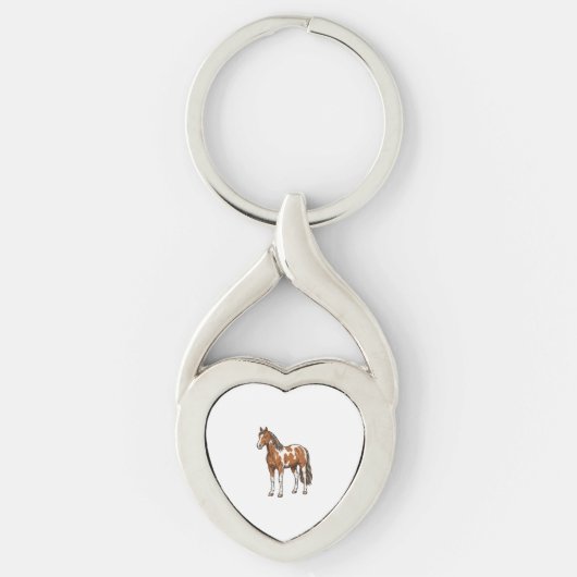 Klassiek gegraveerd pinto paard vector ontwerp_1 sleutelhanger (Voorkant)