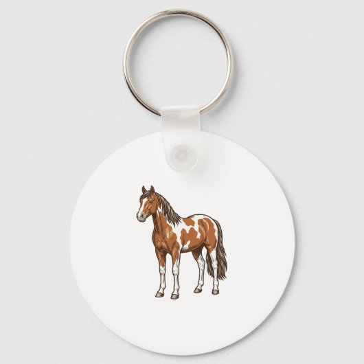 Klassiek gegraveerd pinto paard vector ontwerp_1 sleutelhanger (Voorkant)