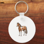 Klassiek gegraveerd pinto paard vector ontwerp_1 sleutelhanger (Voorkant)