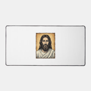 Klassiek gegraveerd religieus portret shirt ontwer bureaumat