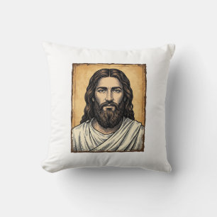Klassiek gegraveerd religieus portret shirt ontwer kussen