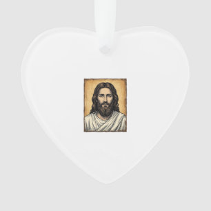 Klassiek gegraveerd religieus portret shirt ontwer ornament
