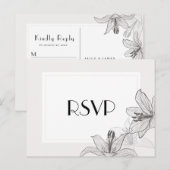 Klassiek geïllustreerd Floral Lilies RSVP Briefkaa Uitnodiging Briefkaart (Voorkant / Achterkant)