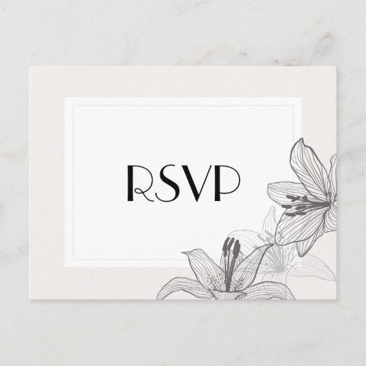 Klassiek geïllustreerd Floral Lilies RSVP Briefkaa Uitnodiging Briefkaart (Voorkant)